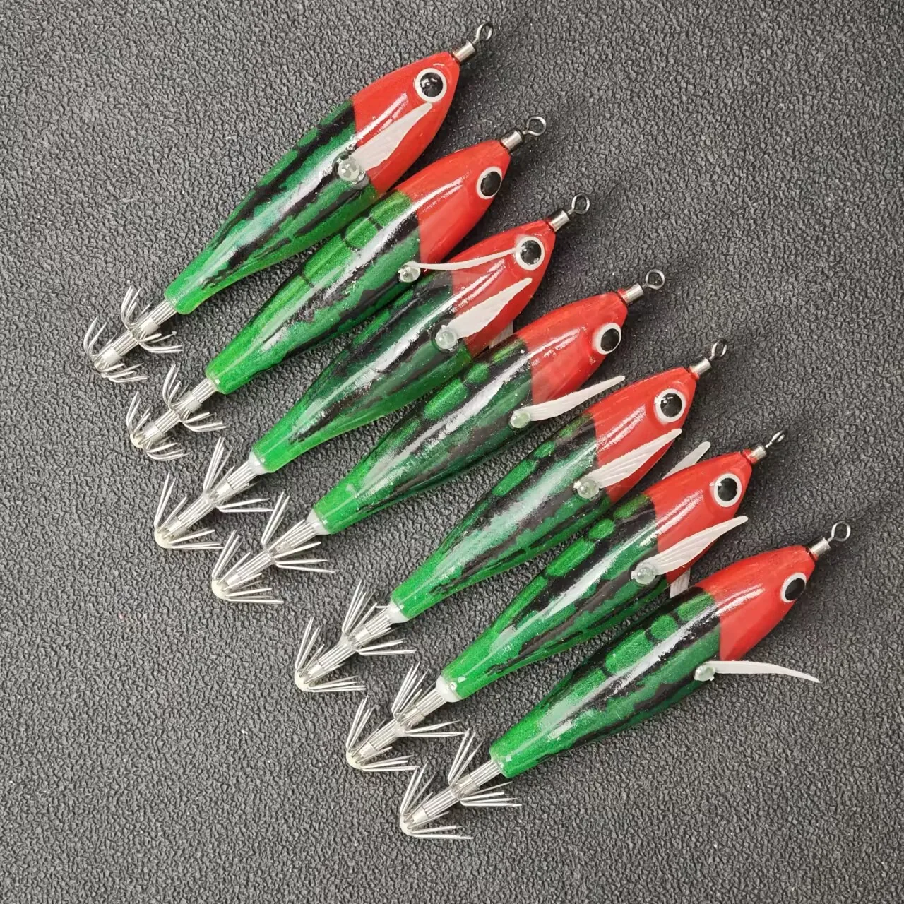 7 Stück/Set Leuchtende Garnelen-Angelköder, Salzwasser-Garnelen, Oktopus- und Tintenfisch-Jigs, Angelhaken, Angelzubehör, Garnelenköder – Detail 2