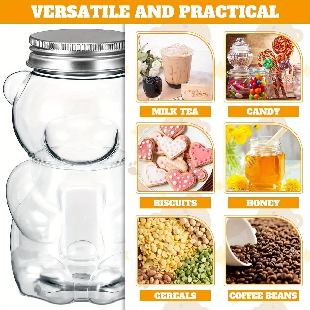 New Arrival Bear Plastic Jar Empty Bear Bottle Candy Milk Tea Drinks Bear Shaped Container for Making Candy Gifts DIY Decoration