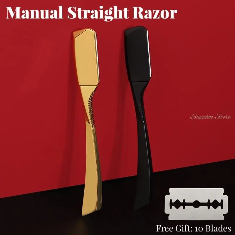 

Zinc Alloy Straight Shave Knife With 74 Blades Beard Straight Razor Hair Dressing Tool Manual Convenience Hair Trimmer Shaver