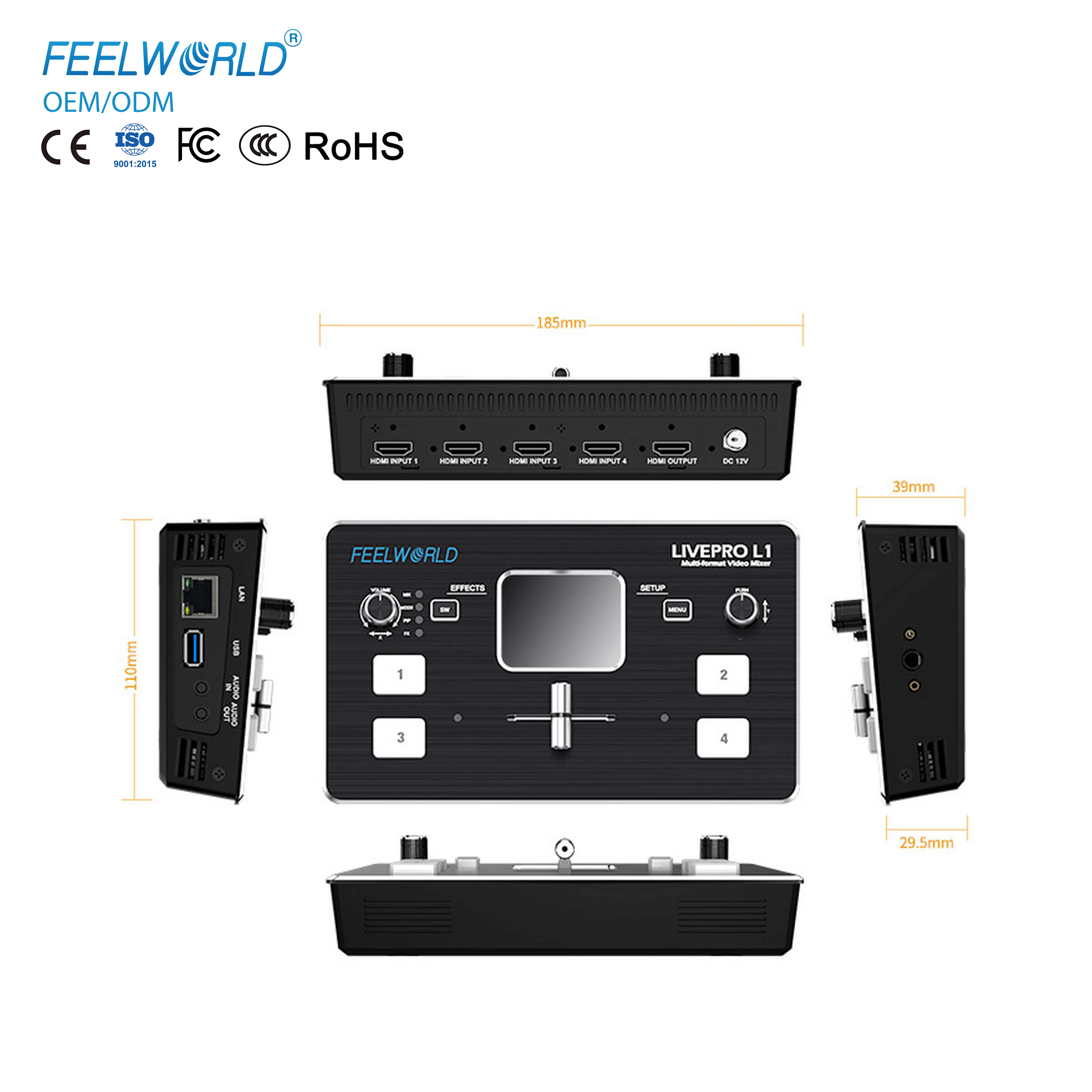 L1 V1 Video Mixer Switcher, Full HD 1080P Output, Enhance Live Show Quality