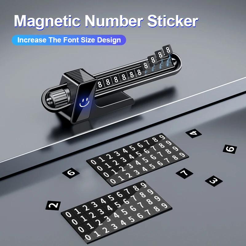 Solar Energy Luminous Parking Number Plate Designed for Car Dashboard Decorationfor Displaying Temporary Parking Phone Numbers