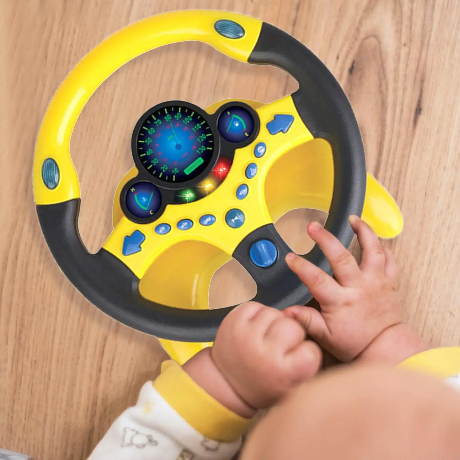 Volante de juguete de actividad para niños, Panel de luces LED, luz de giro