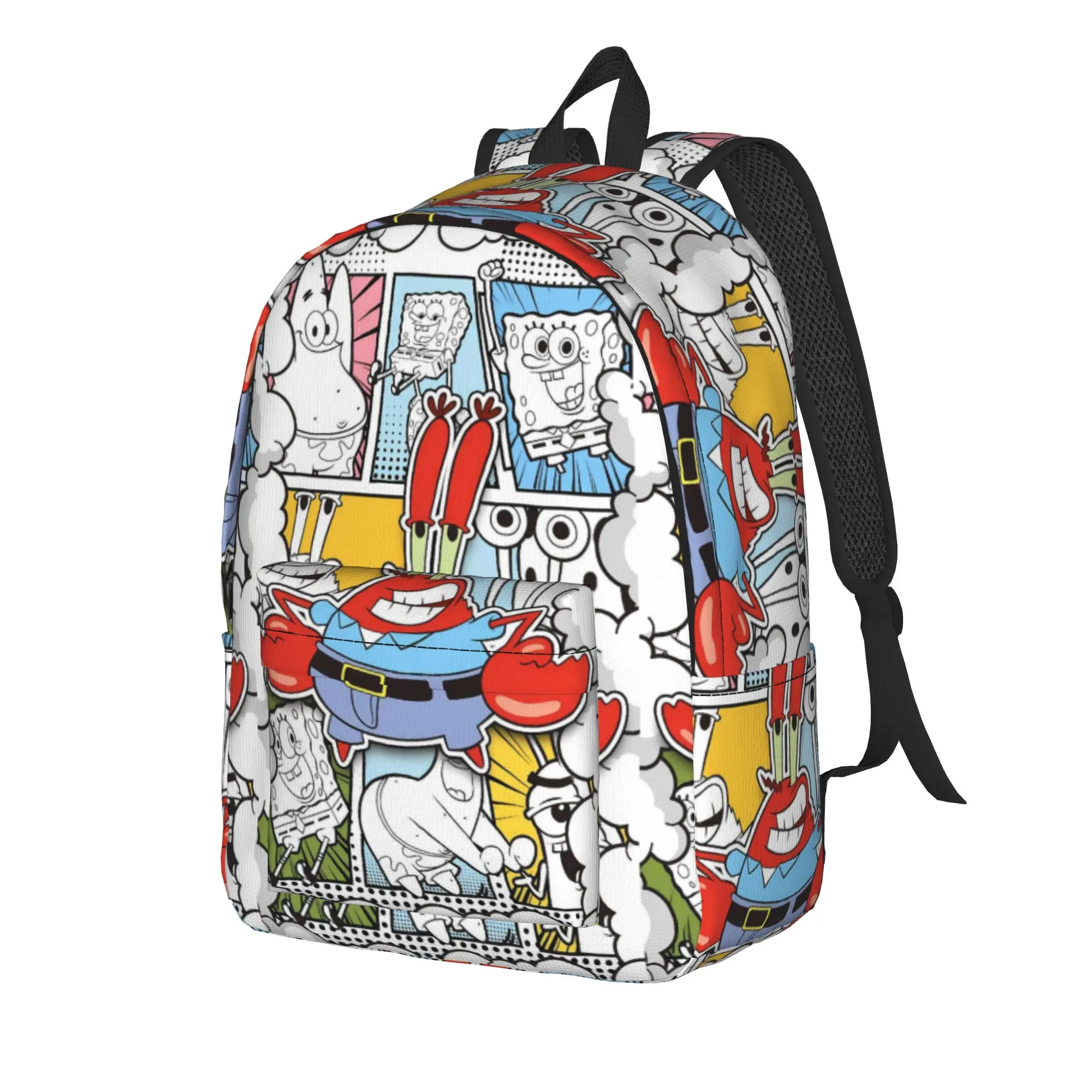 S-SpongeBobed Black White Line Art Backpack  Trekking Backpacks Youth Design Big High School Bags Streetwear Rucksack