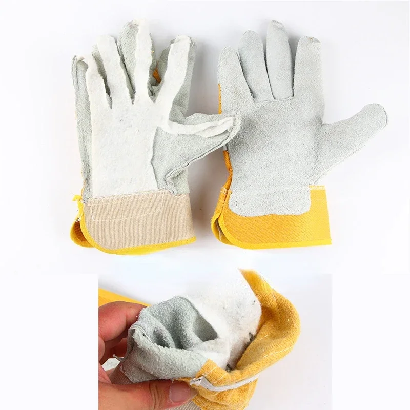 Welding Work Gloves Cowhide Leather Men Working Welding Safety Protective Garden Sports MOTO Driver Wear-resisting Gloves