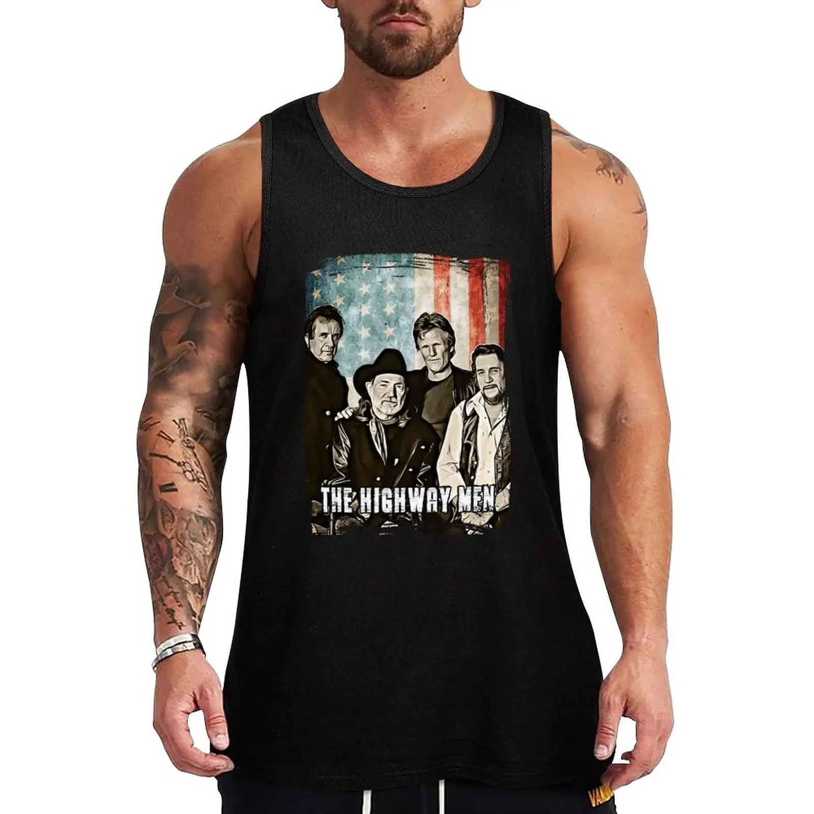 

Flag The highwaymen band 35 years anniversary gift for fans and lovers Tank Top vests for men Men's sleeveless t-shirt