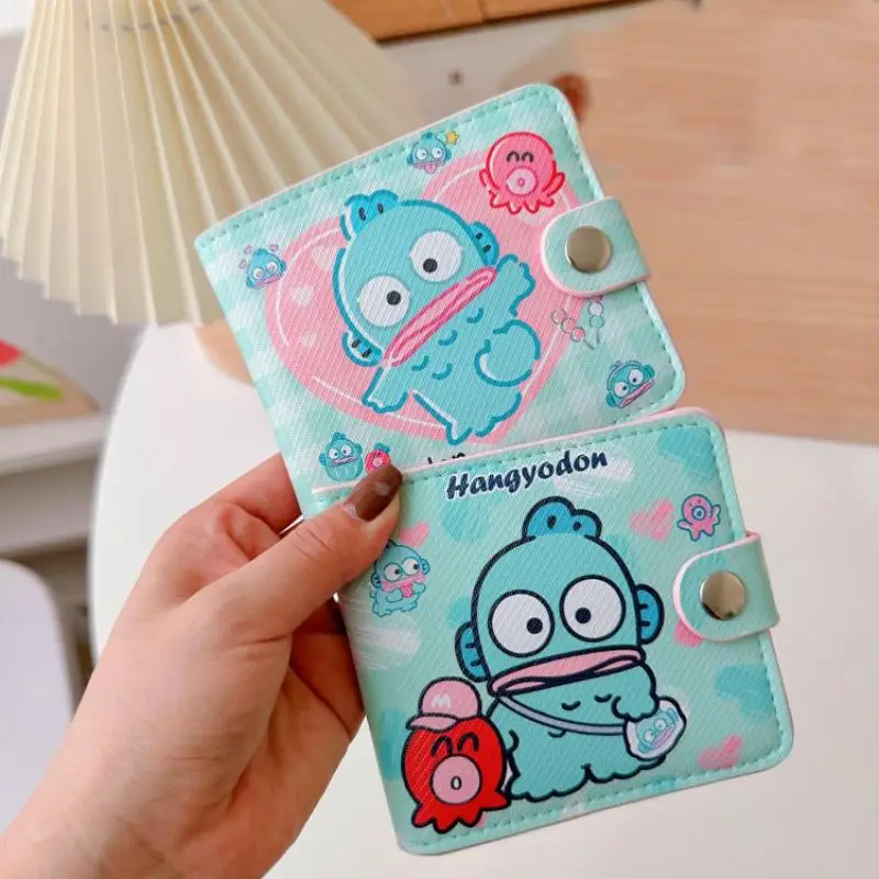 New Sanrio Hangyodon Wallet Anime Figure Y2K Sweet Girl Folding Pocketbook Cartoon Fashion PU Leather Card Bag Moneybag Gift