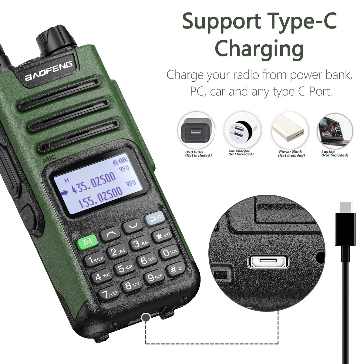 トランシーバーBaofeng-UV-13プロデュアルバンド,999チャネル,uhfおよびvhf,キャンプ用UV-5Rタイプc,2個