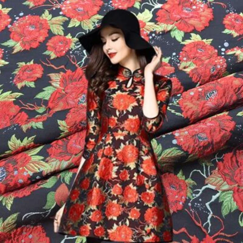 

Тканая жаккардовая парчовая ткань в европейском стиле, трехмерный рельеф для платья, ветровка, Cheongsam, материал для одежды, шитье