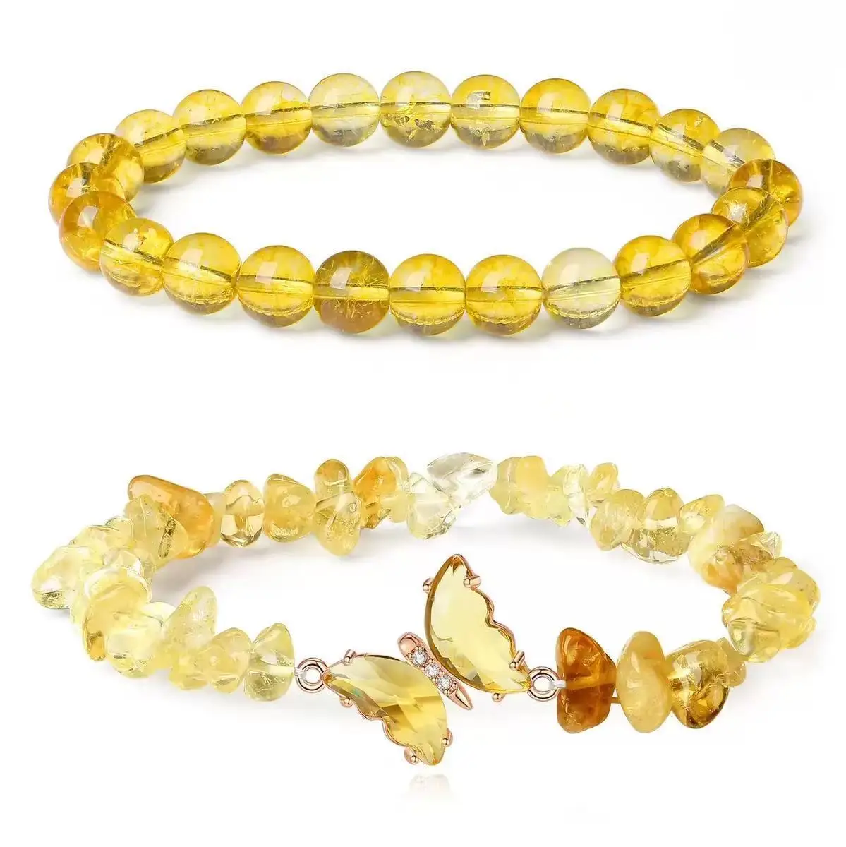 2pc Set sromantic Amethyst Obsidian Quartz Beaded Butterfly Bracelet women Stretch Bangles Positive EnergyDaily Commute