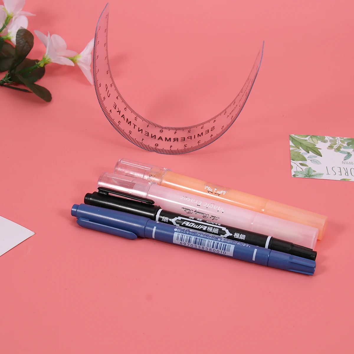 

Eyebrow Microblading Kit Marker Eraser Pen Disposable Metal Ruler Perfect Makeup Tools for Beginners Accurate Measuring Practice