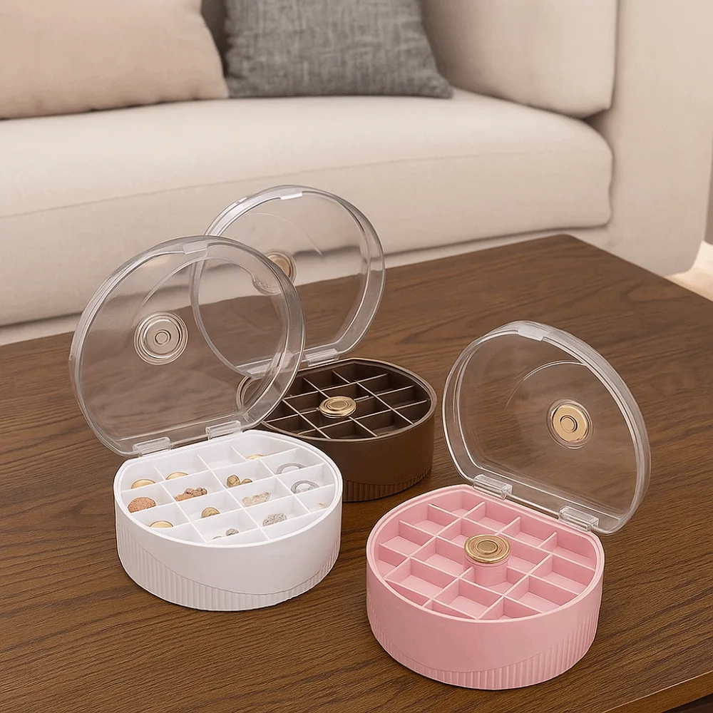

Simple Plastic Jewelry Storage Box Large Capacity Dustproof Earrings Storage Case Moisture-proof Jewelry Organizer For Home