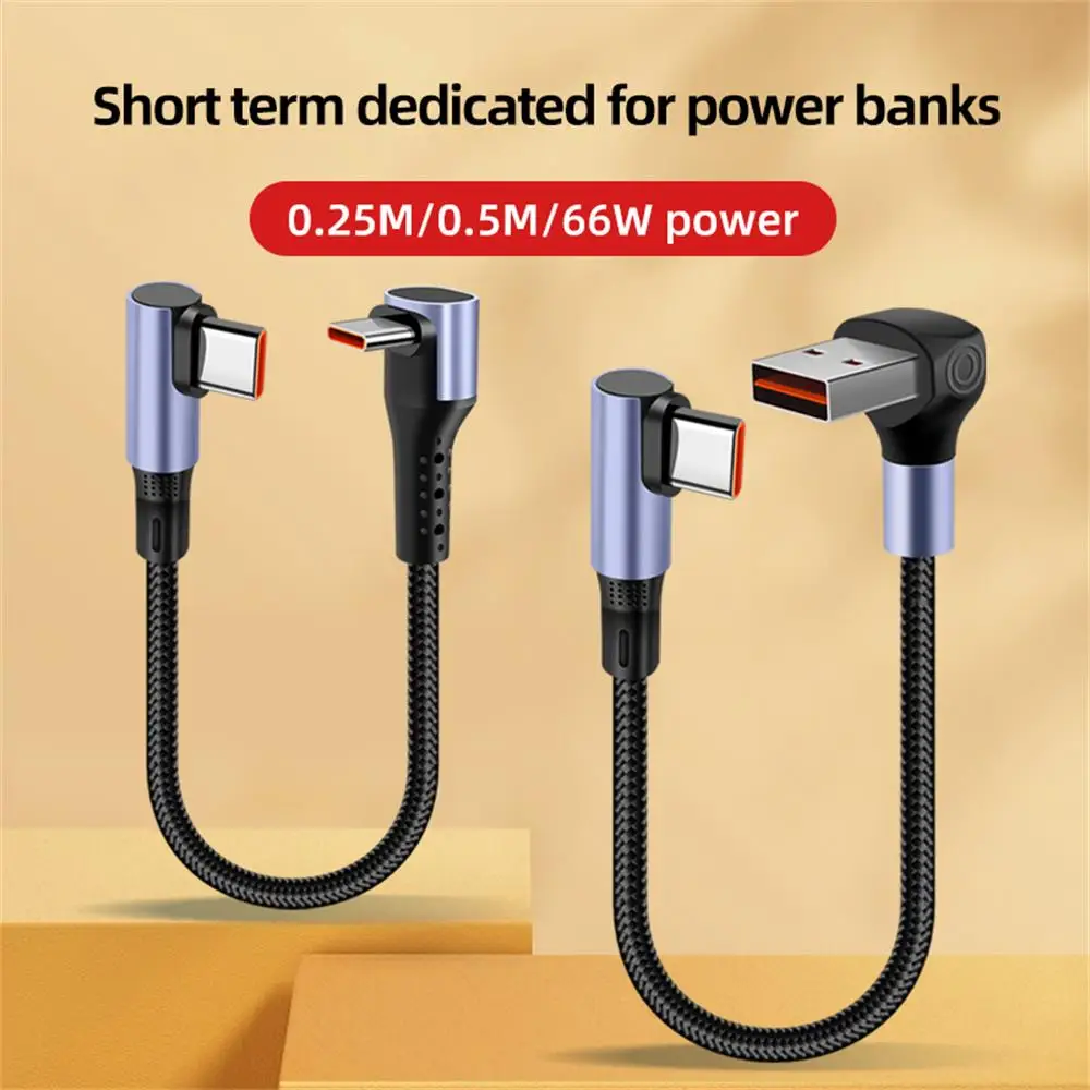 66W Double Elbow Short USB C Cable Fast Charging USB A To Ty