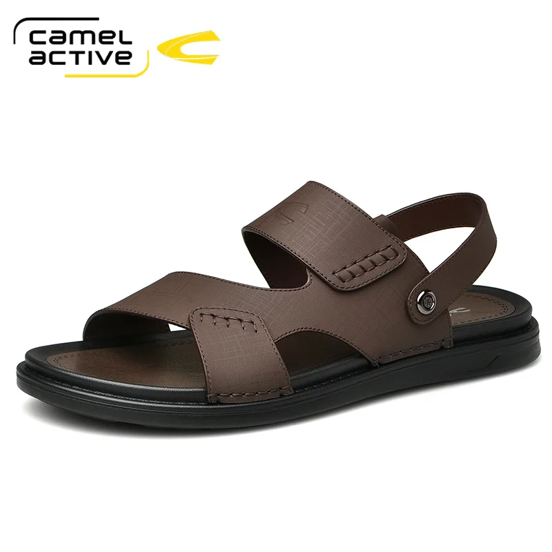 

Camel Active New Men's Sandals Summer Hollow Genuine Leather Soft Venting Elastic Middle-aged Business Non-slip Casual Shoes