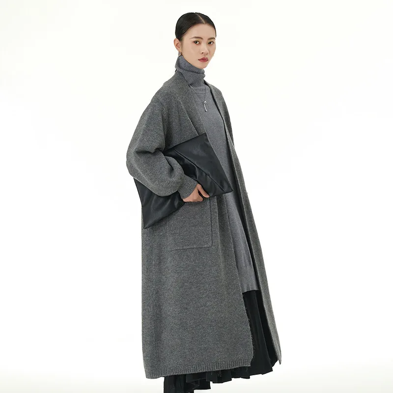 Elegant Long Open Front Cardigan 2025 Fall Winter Coat, Flattering Plus Size Women's Outerwear