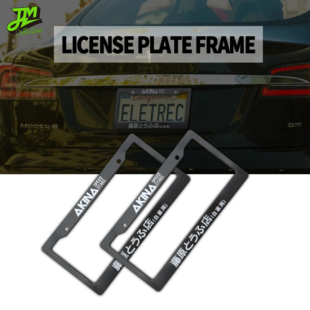 2PCS Newest Car License Plate Frame USA Standard ABS JDM Racing For Initial D Fujiwara Tofu Shop Number Plate Frame Accessories