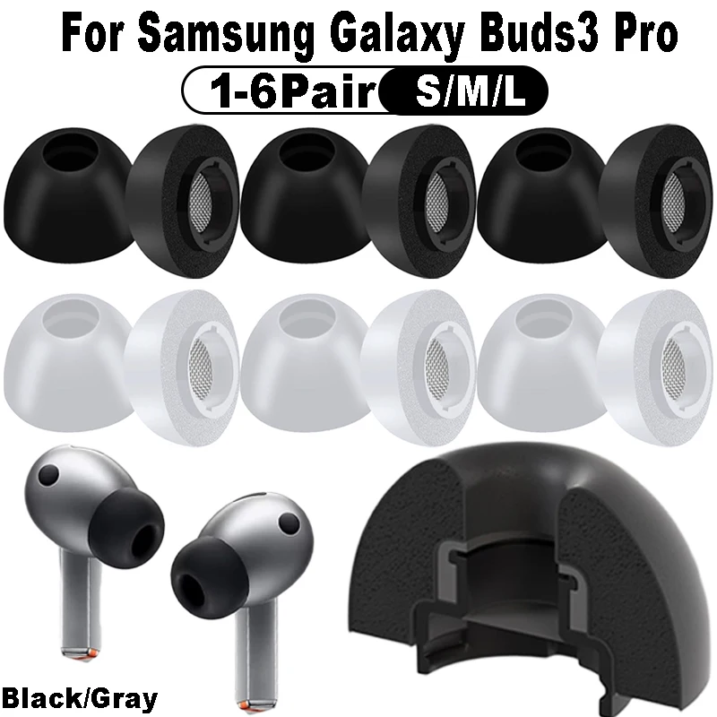 삼성 Galaxy Buds3 Pro 블루투스 이어폰 용 6-1Pair 메모리 폼 이어팁 Galaxy Buds3 Pro 이어 팁 용 소프트 스폰지 귀마개