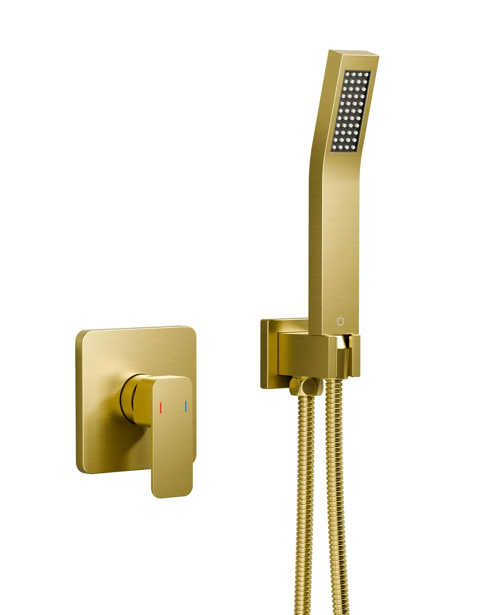 

Single Handle Shower Faucet Set With Handheld Spray Head Brushed Gold Finish