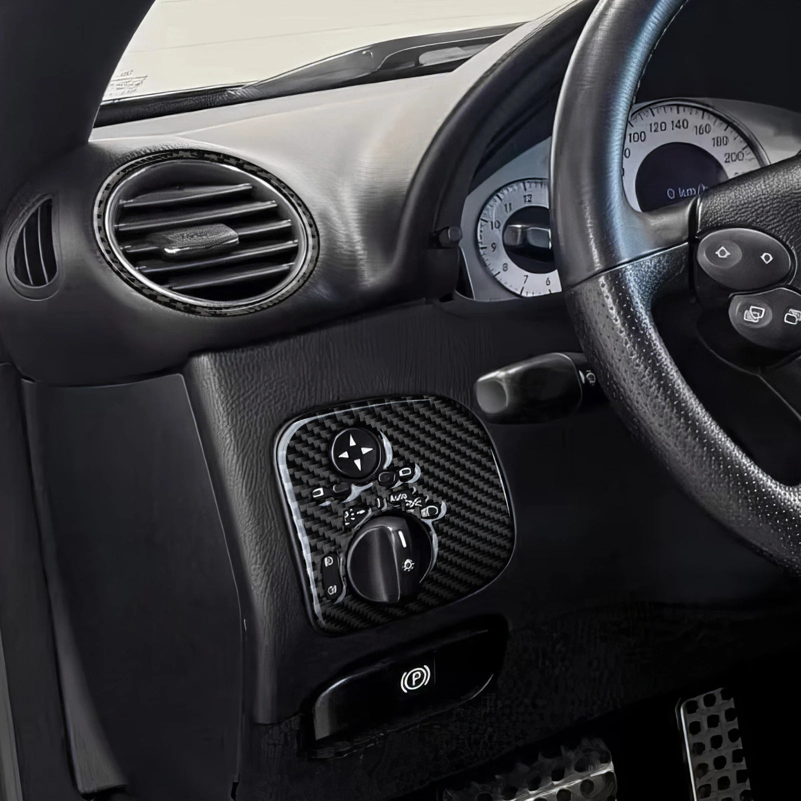 Kohlefaser-Innenaufkleber. Auto-Mittelkonsole Schalthebel-Verkleidung Für Mercedes Benz CLK A209 C209 (2002-2010) Zubehör. – Detail 13
