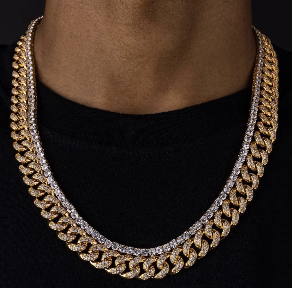 Sale Custom Hot Sterling 925 Silver Hip Hop 20mm Diamond Chain Iced Out Moissanite Cuban Necklace.