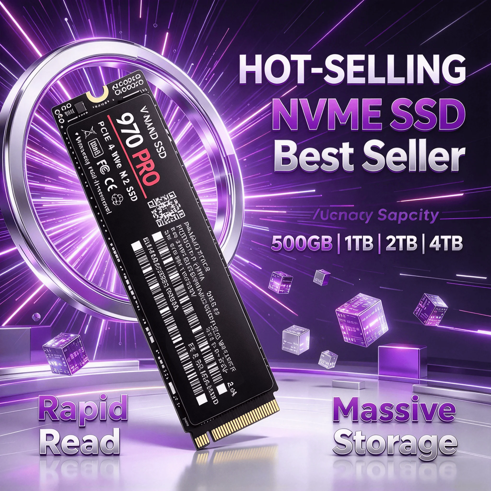 SSD M.2 NVMe 970 PRO PCIe 4.0x4 500GB 1TB 2TB 4TB 7300MB/s Carrega Jogos em Segundos para PS5 Laptop Desktop