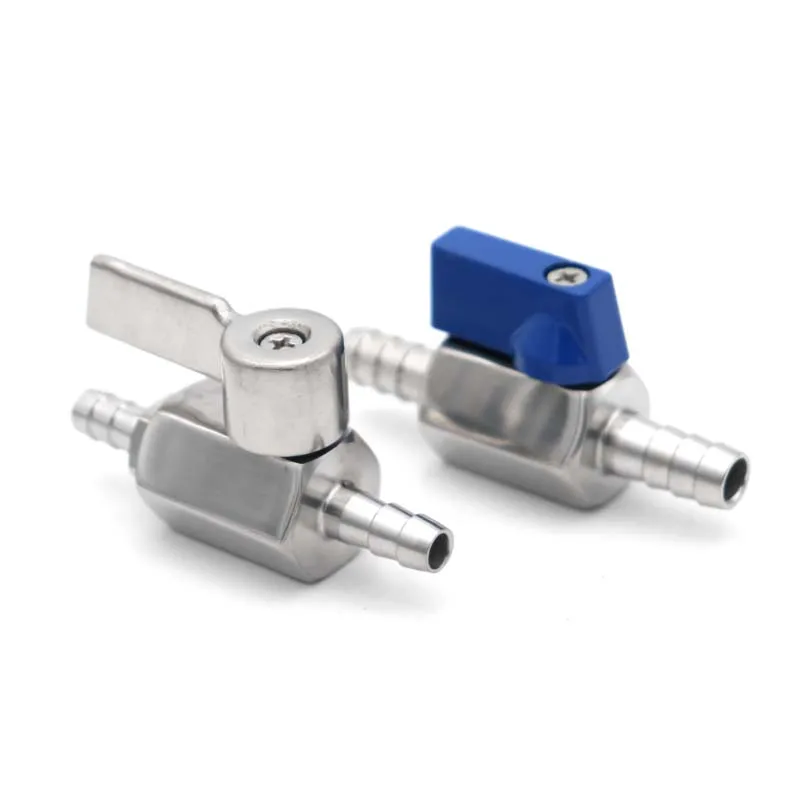 

7 мм, 8 мм, 10 мм, 12 мм, штуцер для шланга, нержавеющая сталь 304, санитарный мини-шаровой клапан для домашнего пивоварения с ручкой