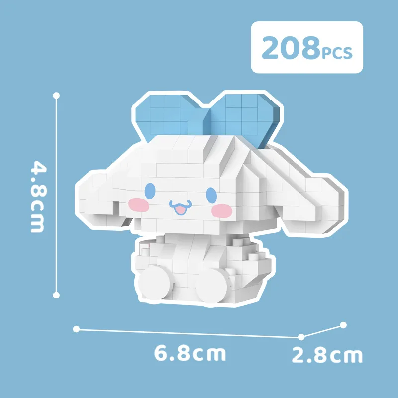 Kawaii Bow Love Cinnamorol Building Blocks Mini Cartoon DIY Mymelody Assembled Micro Brick Kuromi Toys For Kids Christmas Gifts