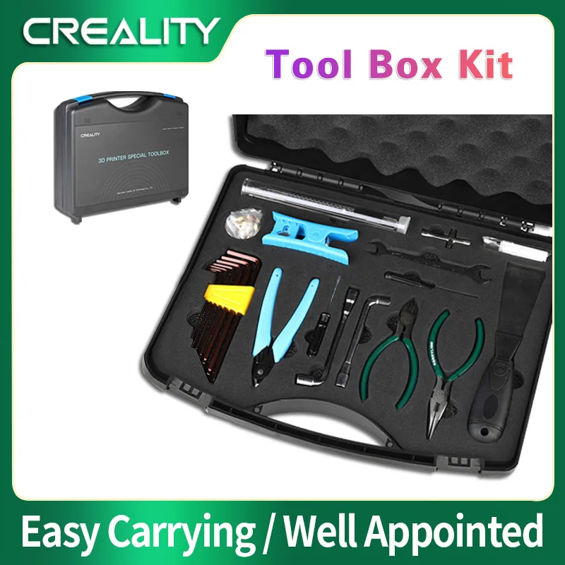 

Creality 3D Printer Tool Kit Assembly/Removal/Filament Cutting Tool 3D Printer ABS Storage Box Tool Set for Cleaning Finishing