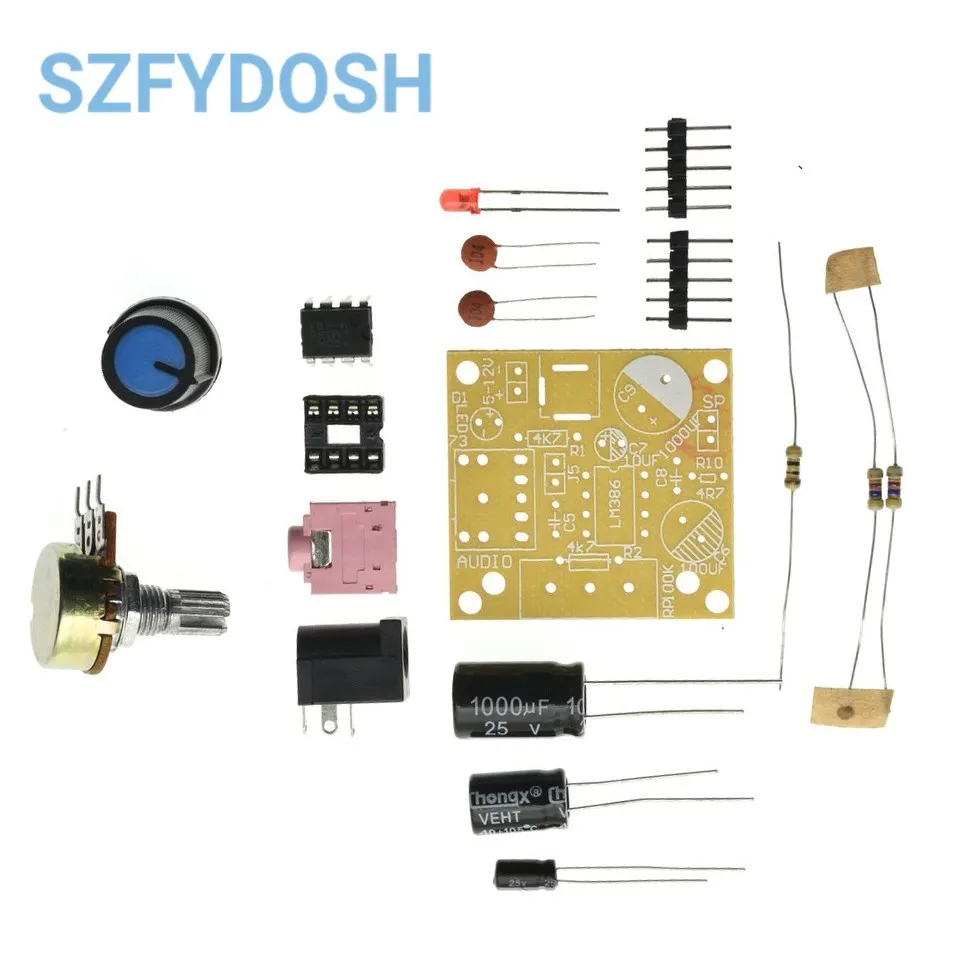 LM386 Mini Audio Amplifier DIY Kit 3.5MM 3V-12V Power Amplifier Suite Amplificador Module Board Beyond TDA2030