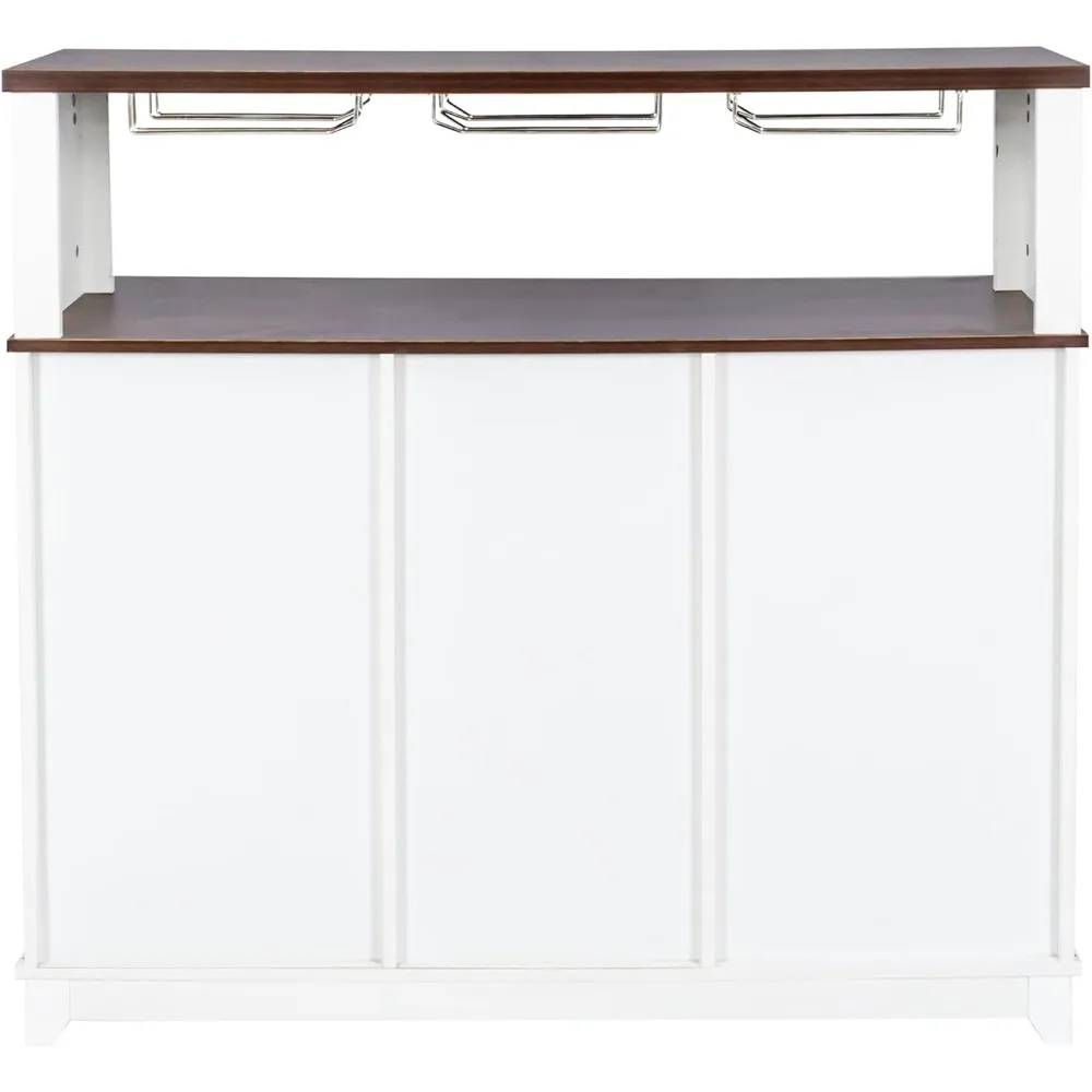 47インチ コーヒーバー ワインキャビネット スライド式納屋戸付き、ワインボトルラック付きビュッフェキャビネット、キッチン用収納キャビネット。