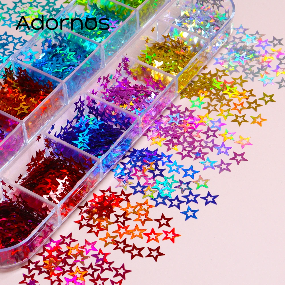 

Shinning Five-pointed Stars Glitter Flake Holographic Hollow Star Sequins Resin Filling Accessories DIY Keychain Crafts Supplies