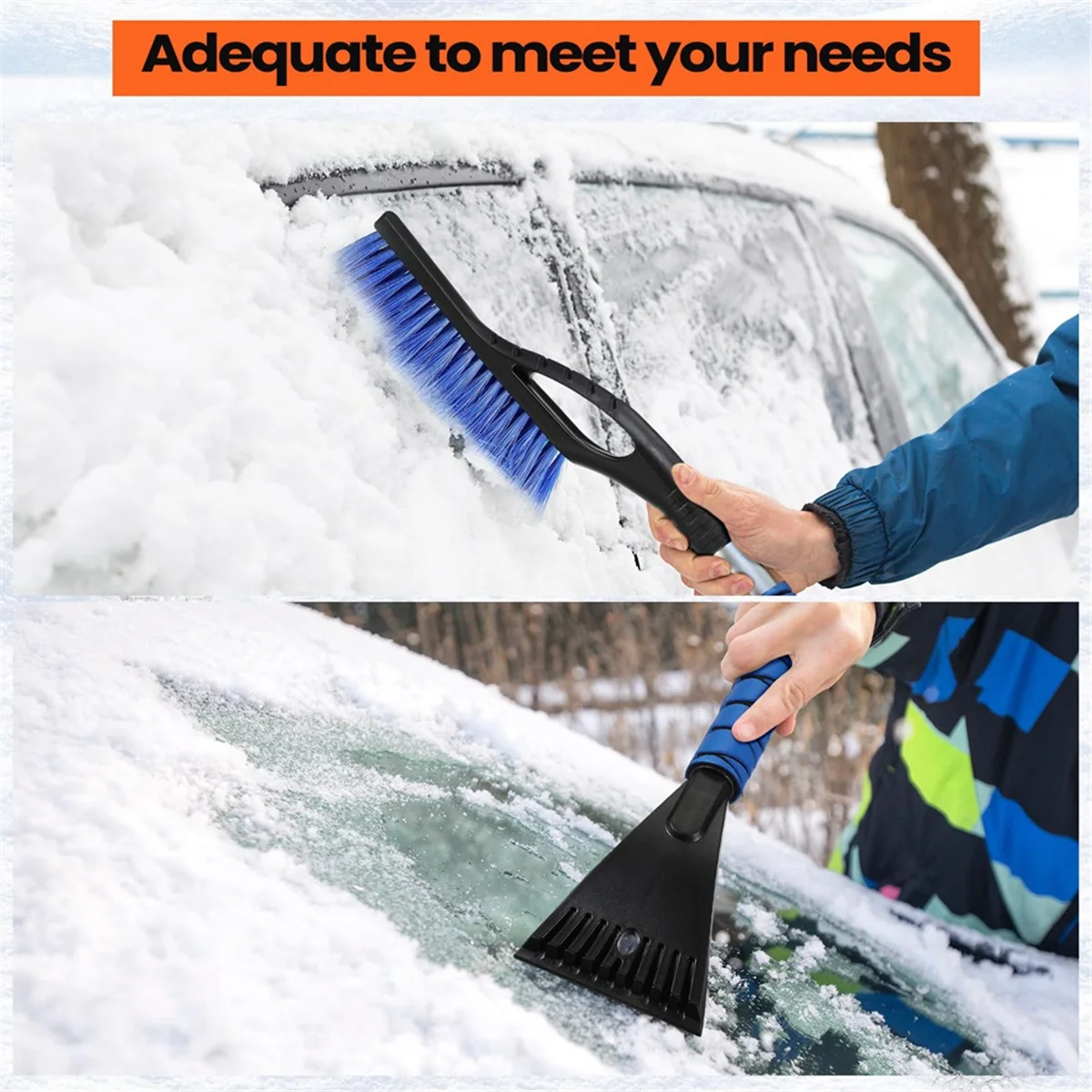 Detachable Car Ice Car Snow Sweeping Shovel with Handle Cleaning Scraping Tool Ice Removal Brush