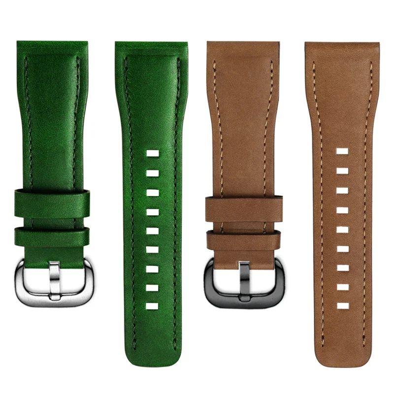 Cowhide Wristband for Sevenfriday Watch T1 T2 T3 Series Watch Strap 26mm Men's Wristband Bracelet Accessories brown green strap