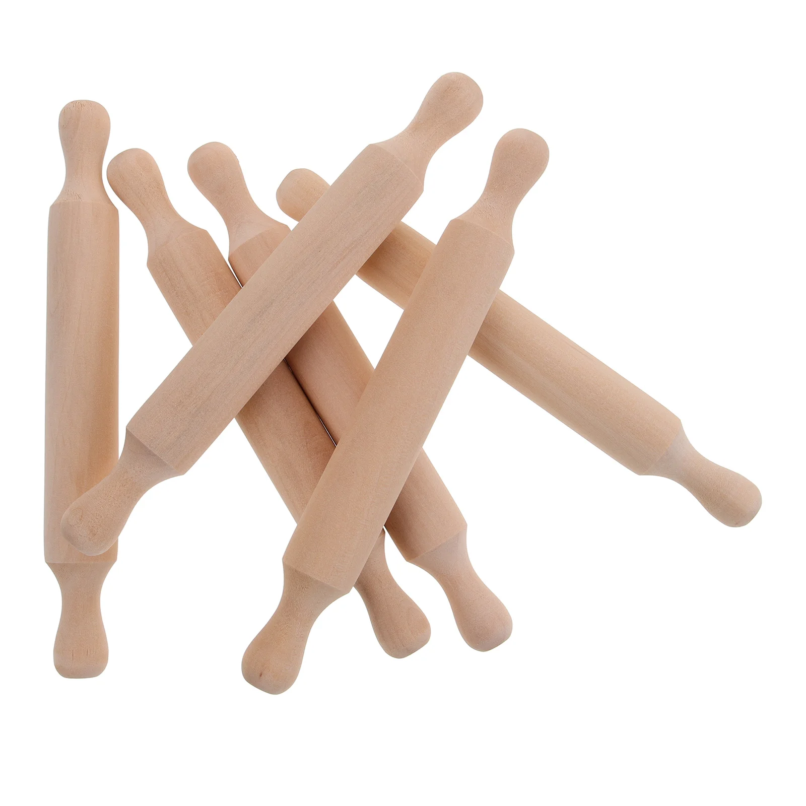 6 Pcs Mini Rolling Pin Children Play House Model Baking Poles Toy Sticks Wood Rolling-pins Plaything Supplies