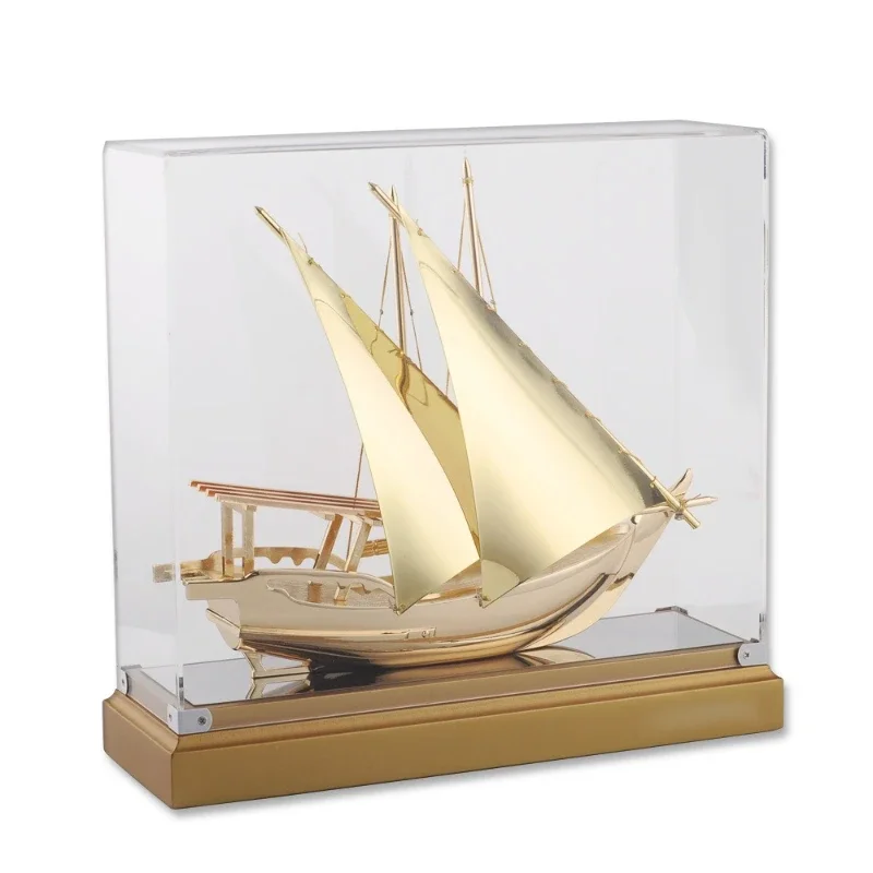 

Metal wood sailboat model, smooth sailing, business home, gifts