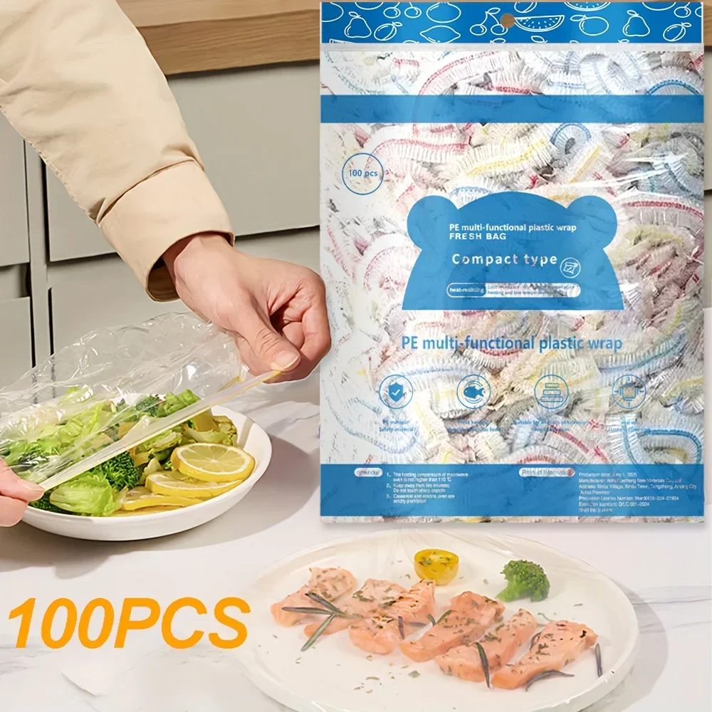 Disposable Elastic Food Covers Food Grade Plastic Lids for Fruits, Bowls & Vegetables Dustproof & Fresh-Keeping Bags for Kitchen