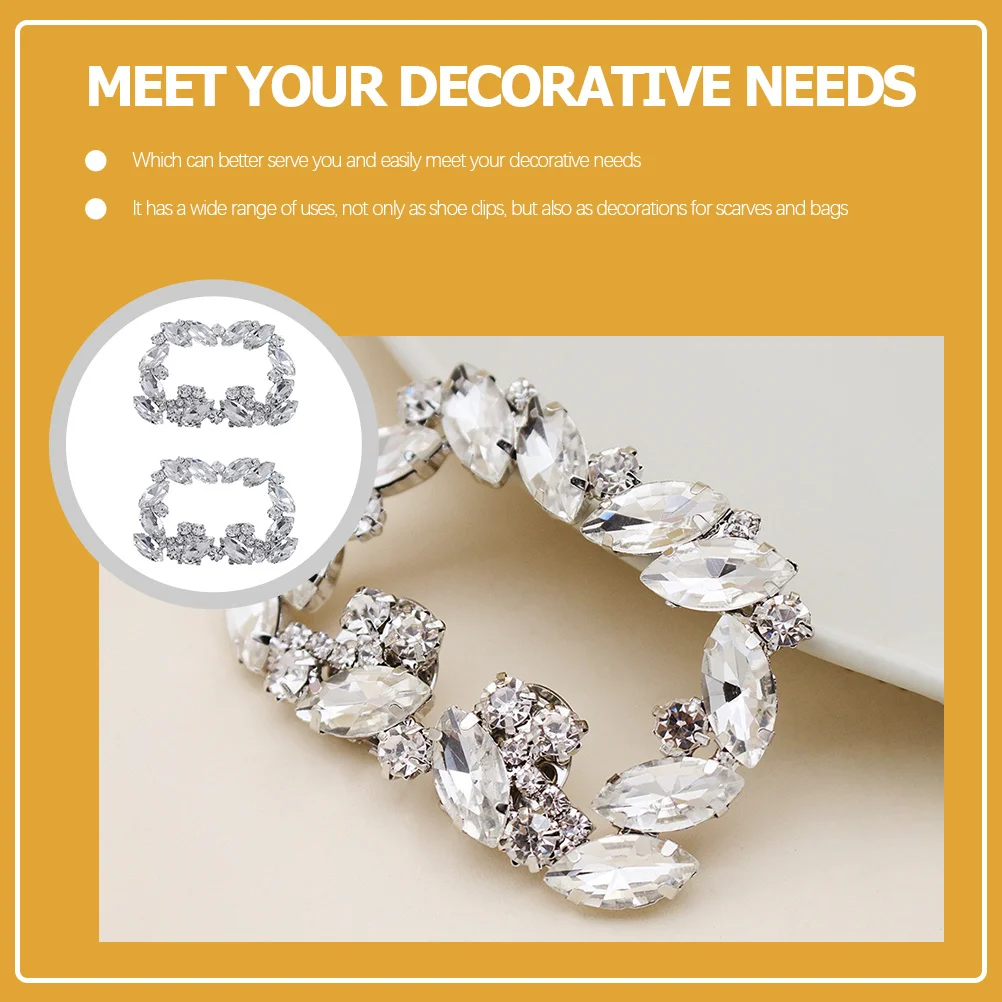 

1Pair Shoe Buckles Decorative Crystal Shoe Clips Bright Stylish Footwear Jewelry for Pumps Boots Sandals Rhinestone Decor