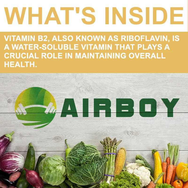 Riboflavin Vitamine B2 - Ondersteunt de gezondheid van de huid, bevordert de productie van mobiele energie - 120 capsules