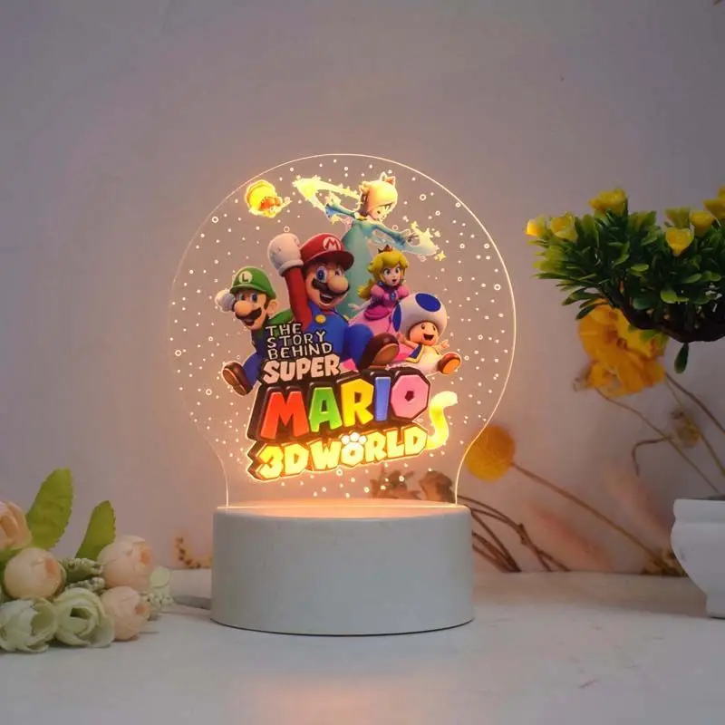 Super Mario Bros 3D Projection Night Light Bedside Lamp Cute Atmosphere Warm Light Dimmable Home Sleeping Lamp Gifts Toy view 3