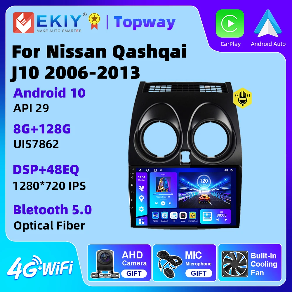 EKIY For Nissan Qashqai J10 2006-2013 Android Auto Carplay Car Radio Stereo Multimedia Video Player 4G WIFI BT Audio No DVD