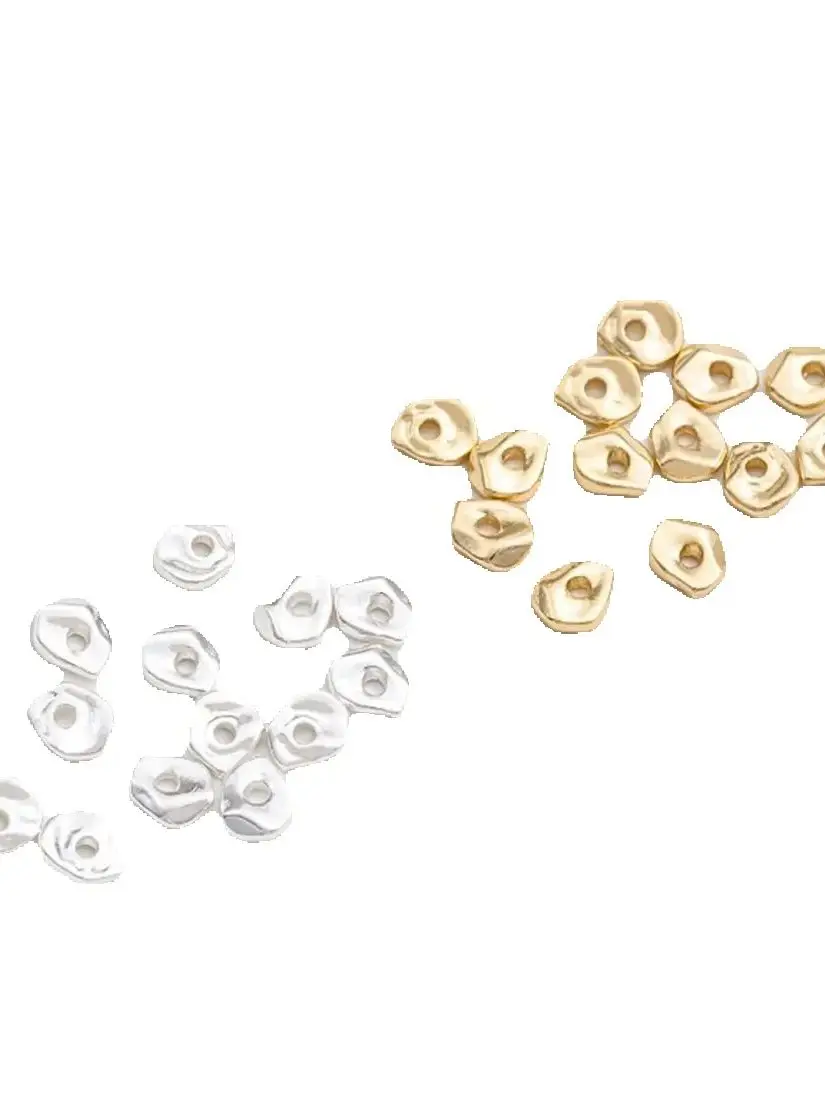 

14K Genuine Gold Irregular Small Broken Broken Gold Silver Partition Bead Gasket DIY Beaded Jewelry Accessories C263