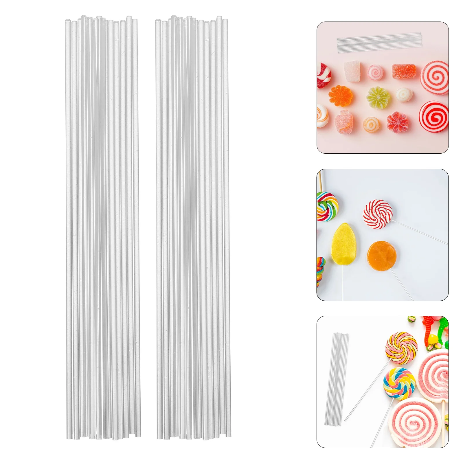 

100Pcs Acrylic Candy Sticks Clear 8 Inch Reusable Lollipop Maker Rods Cake Pop Sticks Party Dessert Treat Rods Wedding Birthday