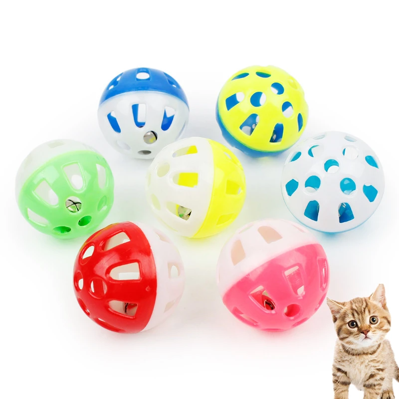 

Interactive Cat Ball Toys With Small Bell Ribbon Cute Pet Dog Playing Teasing Healthy Fun Chewing Toy For Kitten Supplies