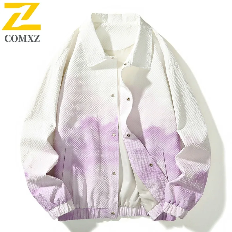 

COMXZ Classic Men Jacket Splicing Outdoor Hiking Wear Resistant Coat Leisure Turndown Collar Daily Style Lightweight Autumn Coat