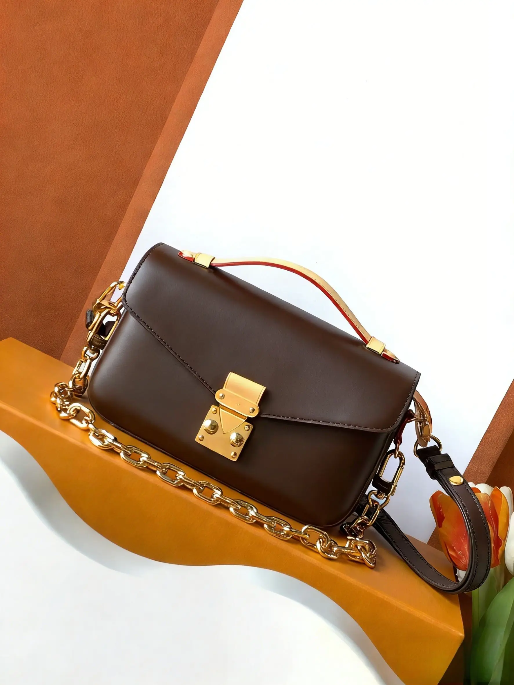 

Women's shoulder bag - Vintage dark brown handbag, luxurious and casual crossbody bag, fashionable shopping women's handbag
