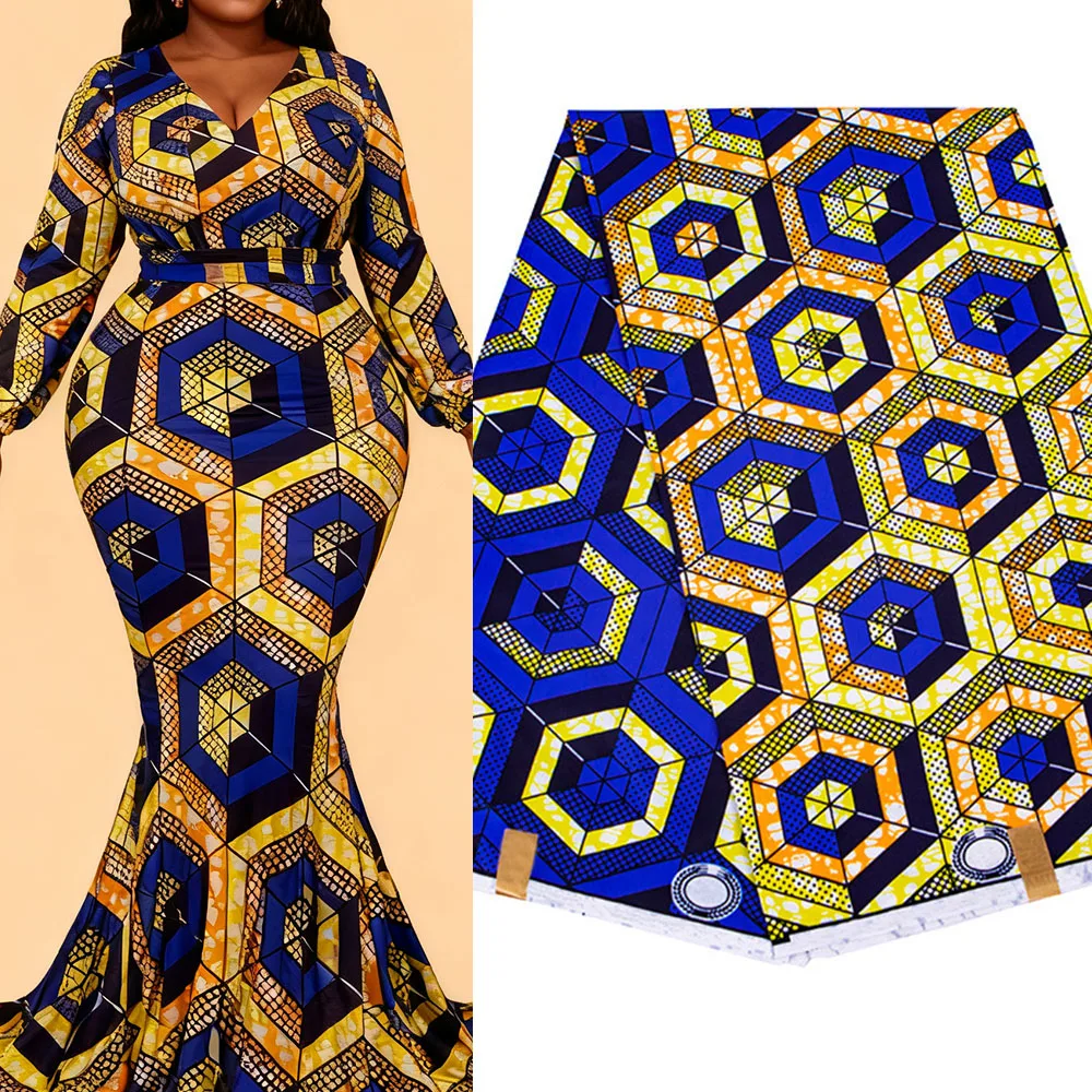 

6 YardsAfrican Wax Lace Cloth for Elegant Traditional Clothing,Unique Ankara Lace Material for Custom Party Gown High Fashio DIY