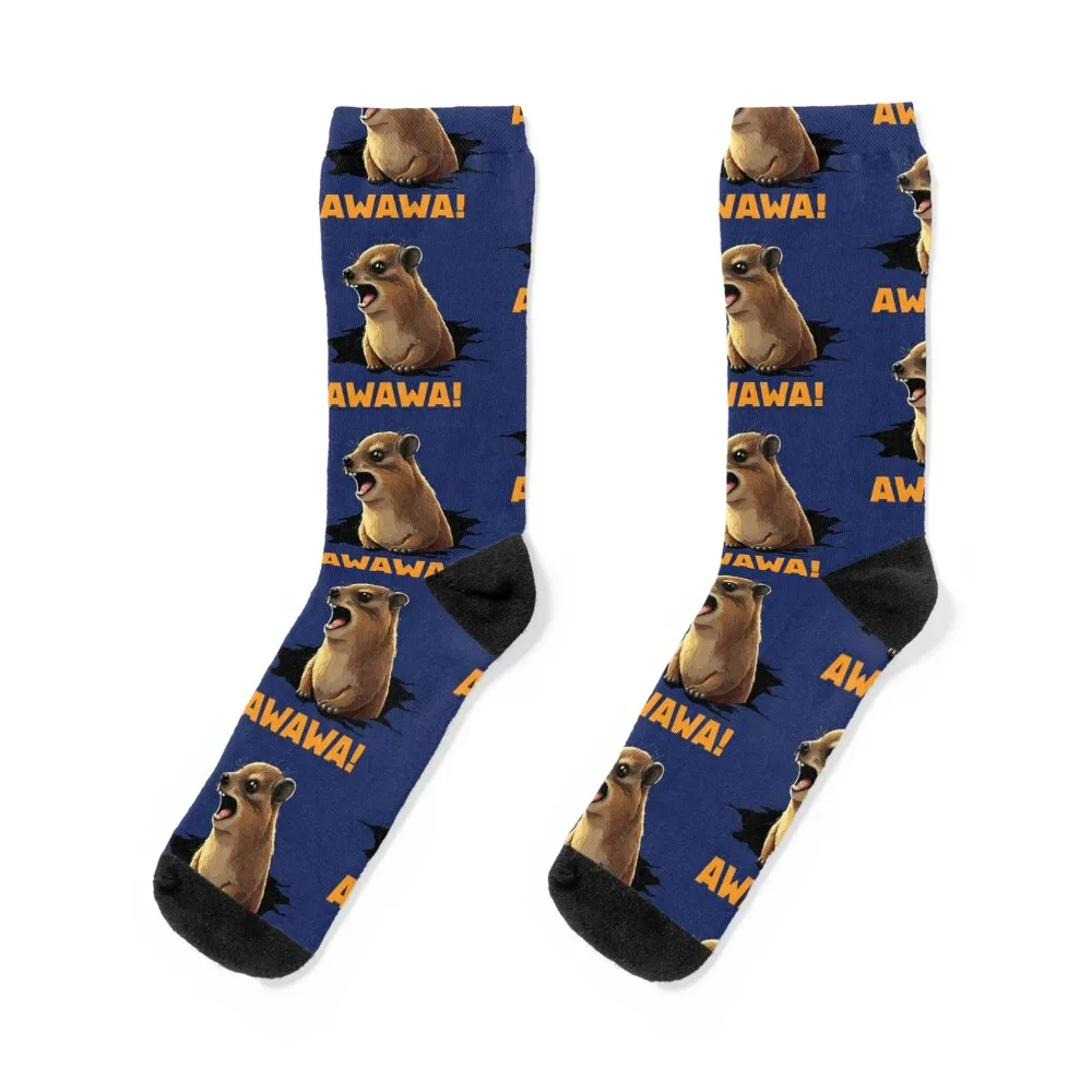 

Rock Hyrax Lover Awawa Funny Groundhog Dassi Socks kids kawaii floral crazy Luxury Woman Socks Men's