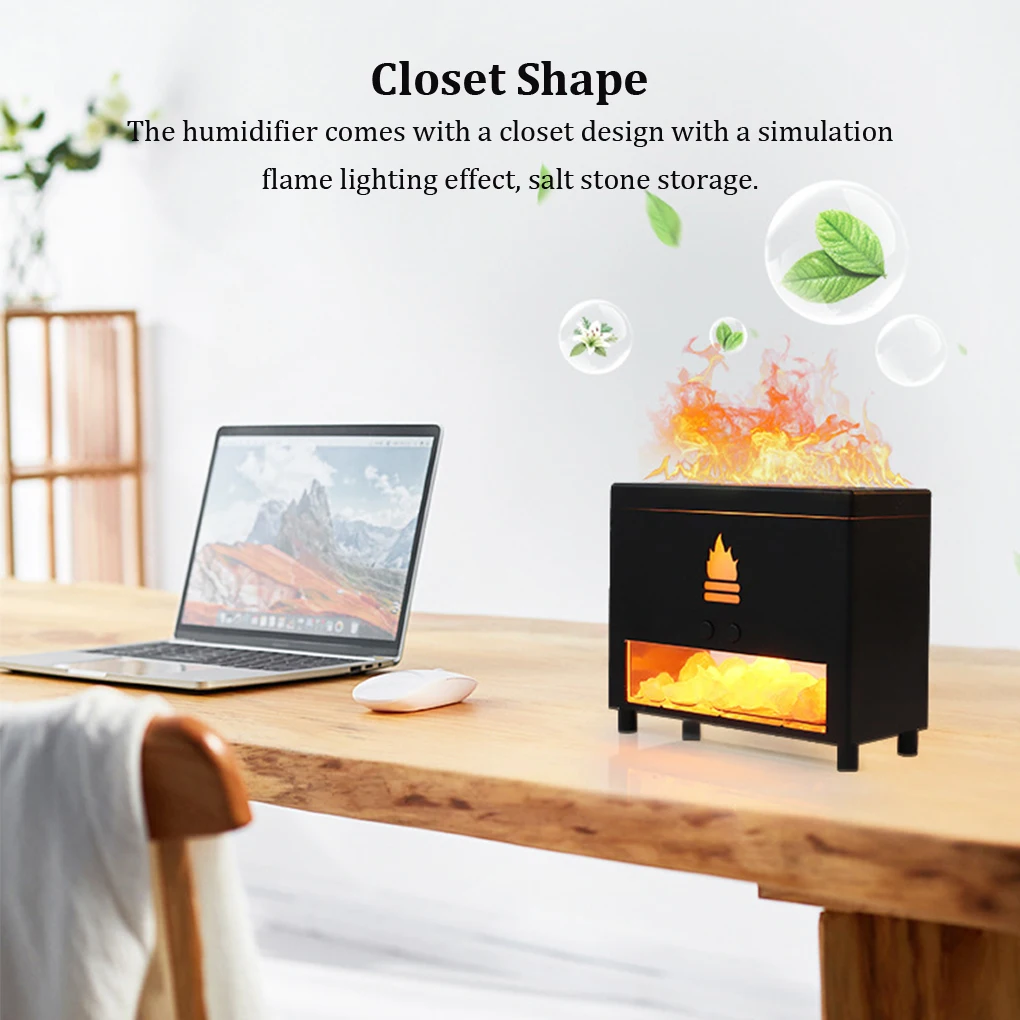 ulation Flame Air Humidifier Mute Aroma with Night Light Closet Shape Fragrance Mist Essential Oil Diffuser Home Office