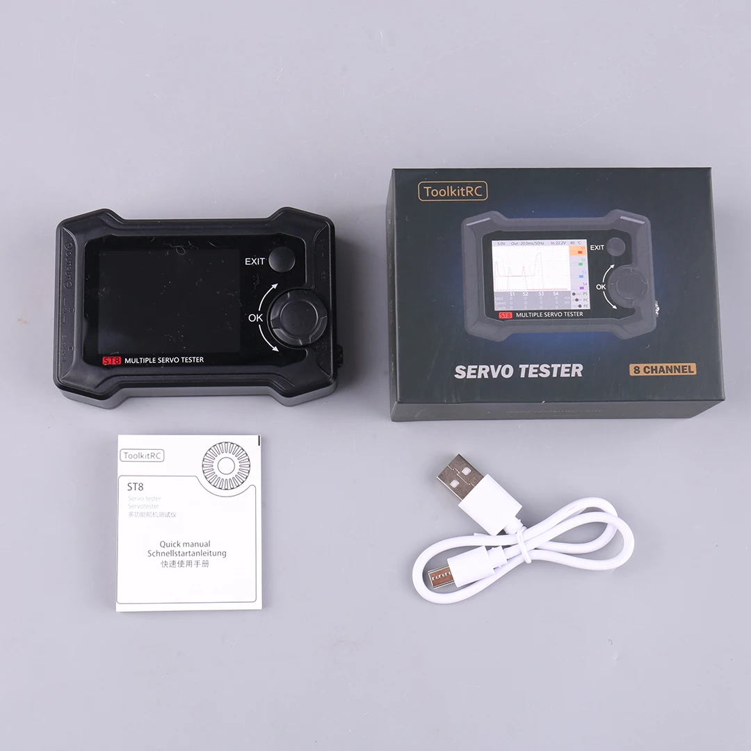 

ToolkitRC ST8 8CH 100W 2A 7-28V LCD Servo Special Tester PWM/PPM/SBUS Signal Speed Liner Step Servo Analyzer With 4-Ways Indepen