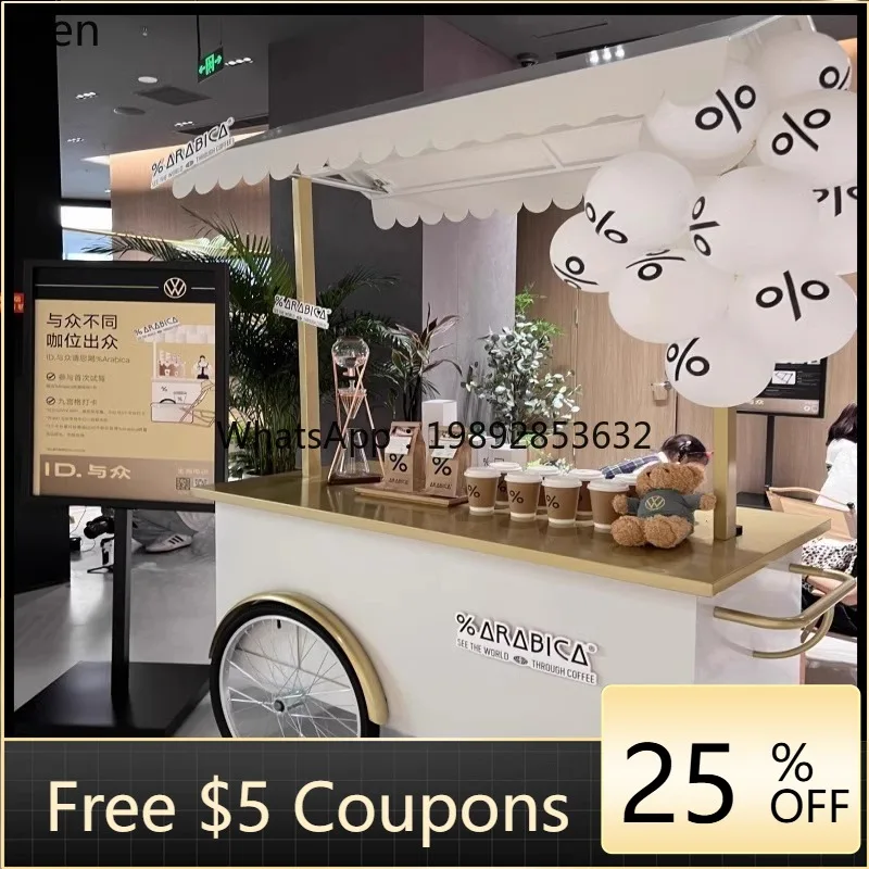 

shopping mall coffee display stand multi-functional activity cart activity promotion snack cart wrought iron float