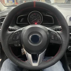 Car Steering Wheel Cover Black Artificial Leather Red Marker For Mazda CX-5 CX5 Atenza 2014 New Mazda 3 CX-3 2016 Scion iA 2016